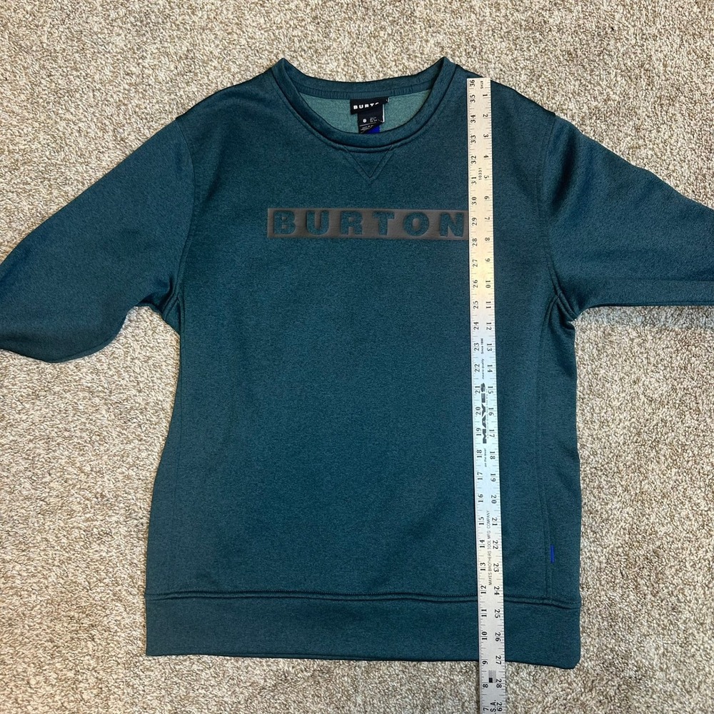 Burton Sweatshirt Men S Green Oak Crew Pullover Fleece Logo Thumbholes 17353 - Picture 8 of 11